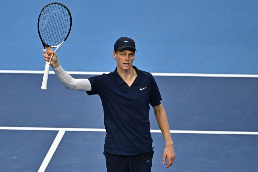 Jannik Sinner reacts after his win