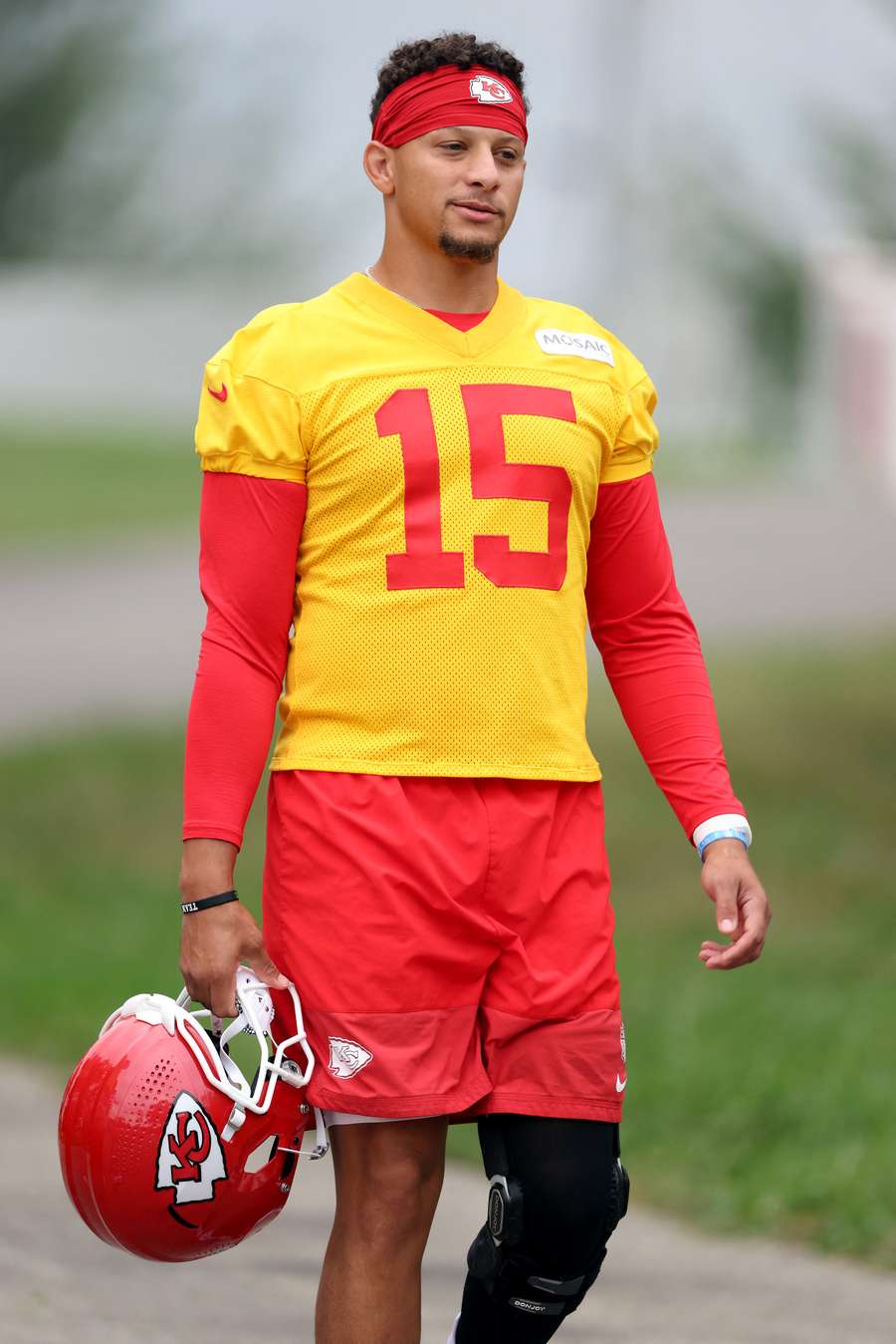 Patrick Mahomes durante training camp do Kansas City Chiefs Patrick Mahomes durante training camp do Kansas City Chiefs