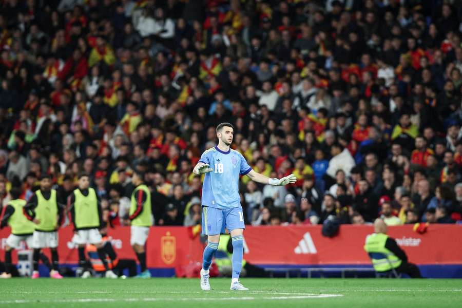 Joan García, durante el España-Egipto en Cornellá