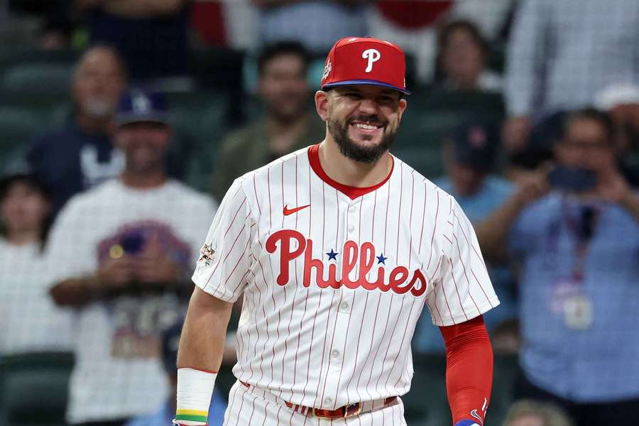 Kyle Schwarber smiles during the 2025 MLB Home Run Derby Kyle Schwarber smiles during the 2025 MLB Home Run Derby