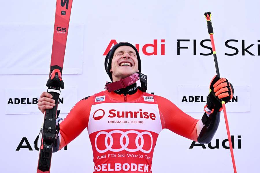 Odermatt celebrates extending his World Cup lead