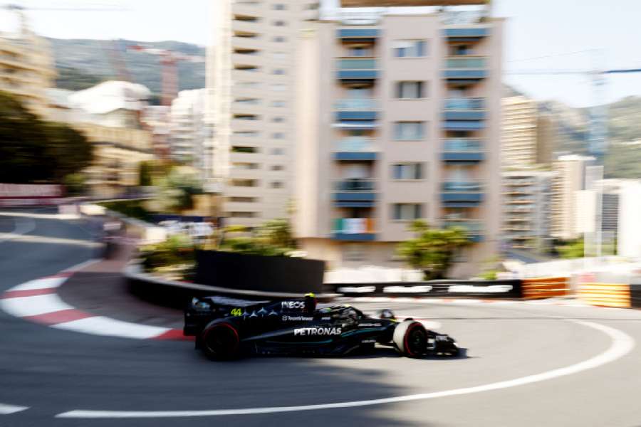 Hamilton takes a corner during practice