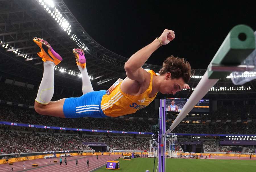 Sweden's Armand Duplantis competes in the men's pole vault final during the World Athletics Championships in Tokyo