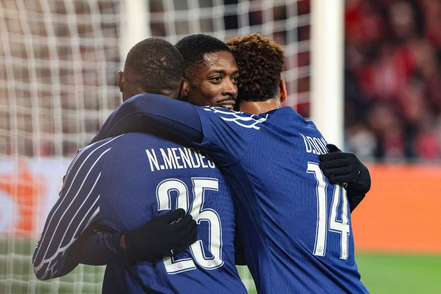 PSG celebrate goal PSG celebrate goal