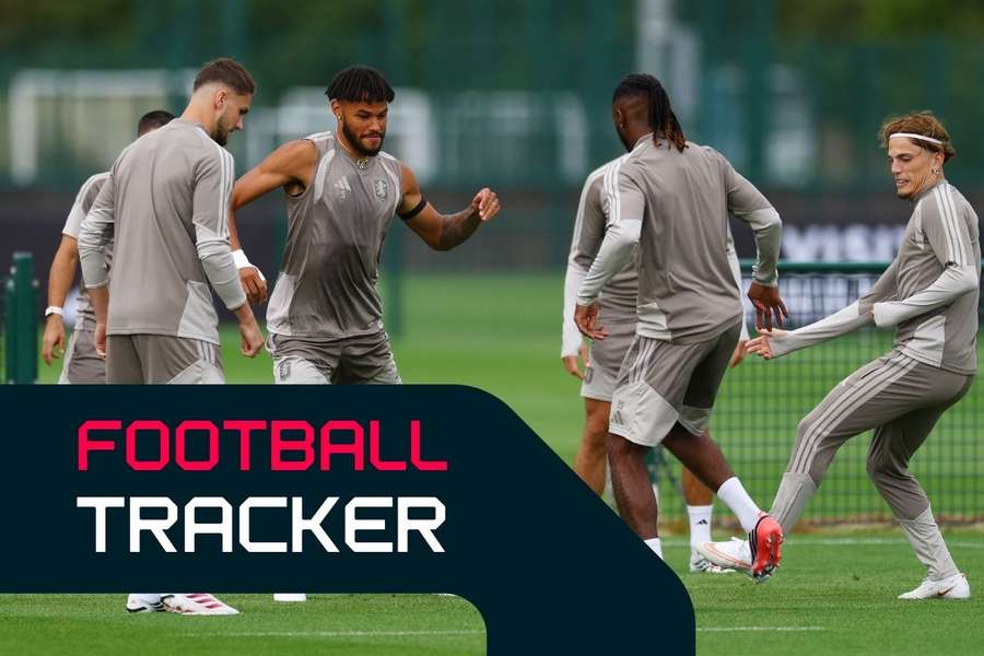 Aston Villa players in training ahead of Club Brugge clash