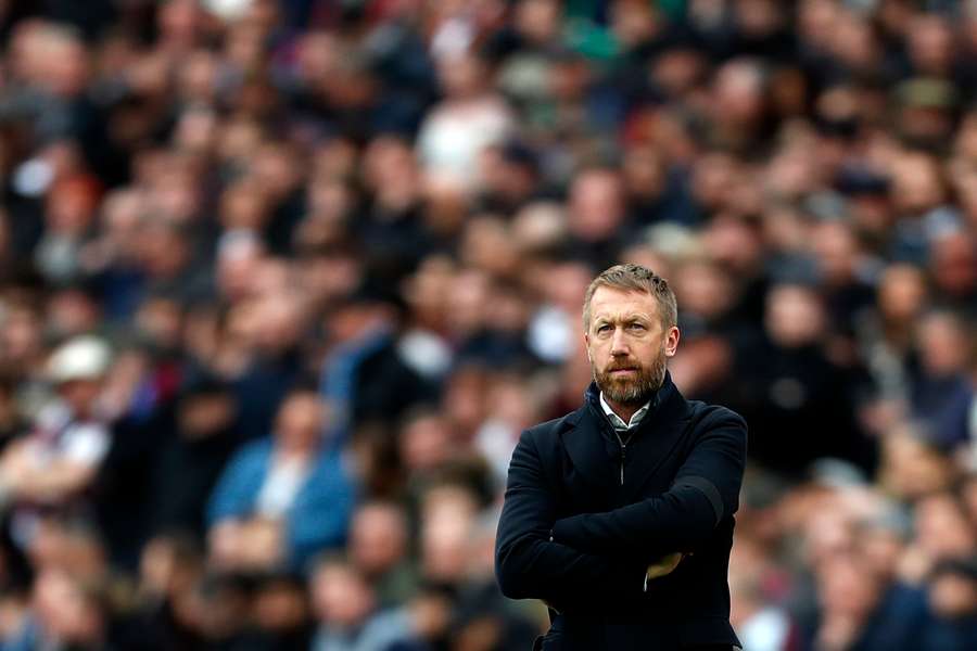 Chelsea's head coach Graham Potter watches the players from the touchline against West Ham