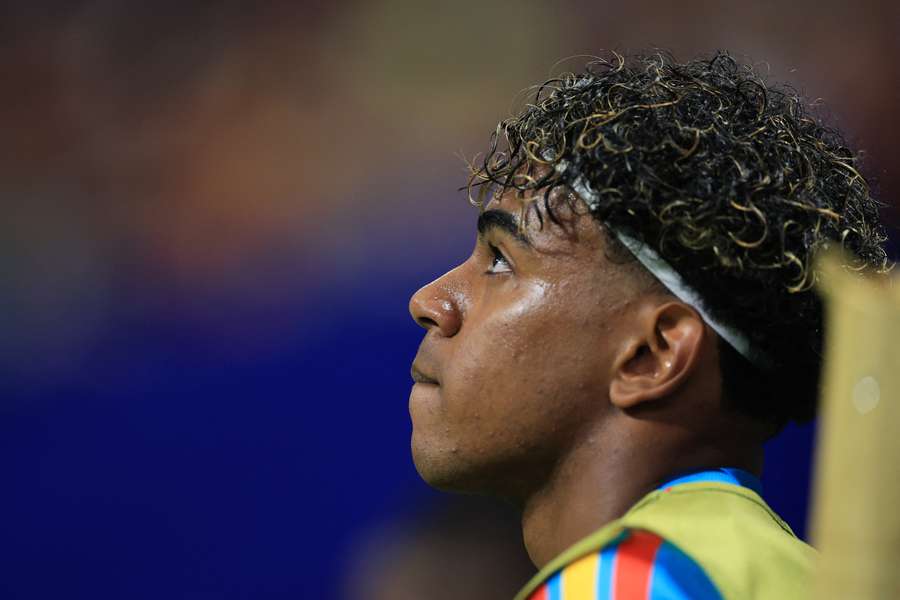 Lamine Yamal prior to being substituted on Lamine Yamal prior to being substituted on