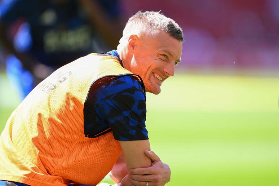 Jamie Vardy of Leicester City before the Premier League match against Nottingham Forest at the City Ground 