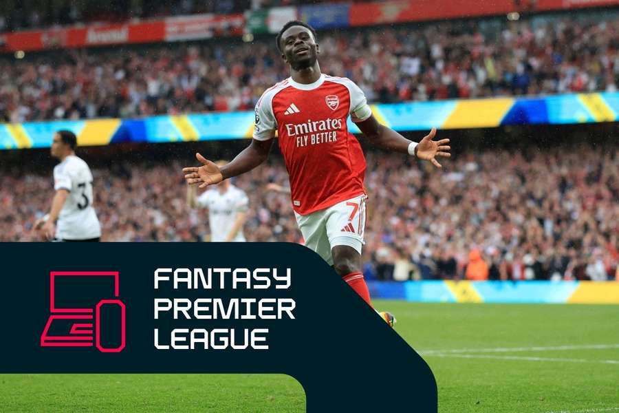 Bukayo Saka celebrates