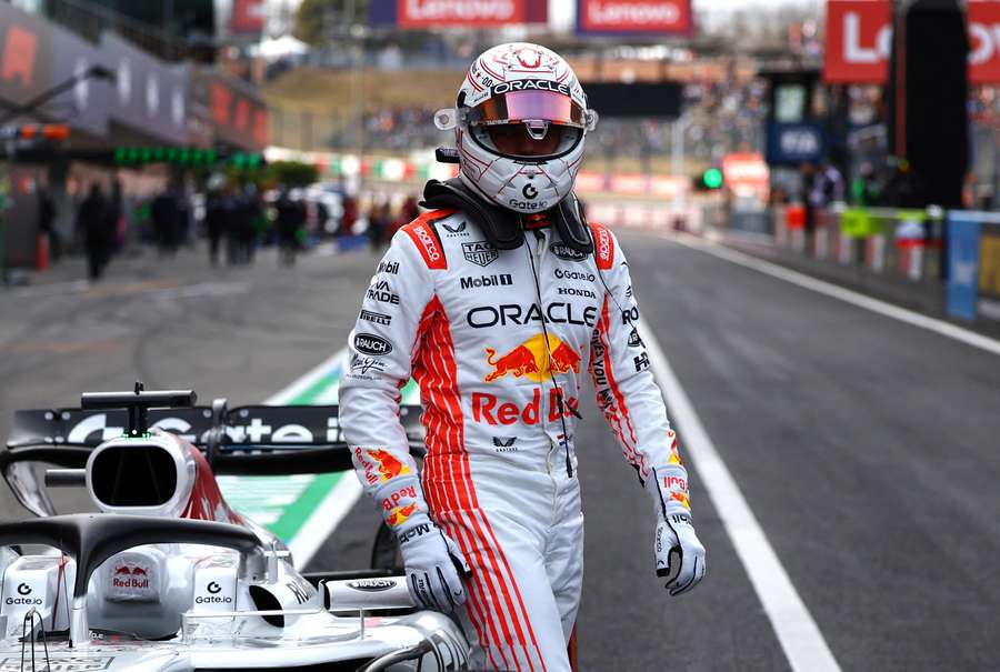 Red Bull's Max Verstappen after qualifying in pole position Red Bull's Max Verstappen after qualifying in pole position
