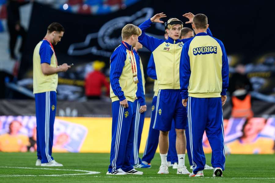 Sweden players ahead of tonight's match