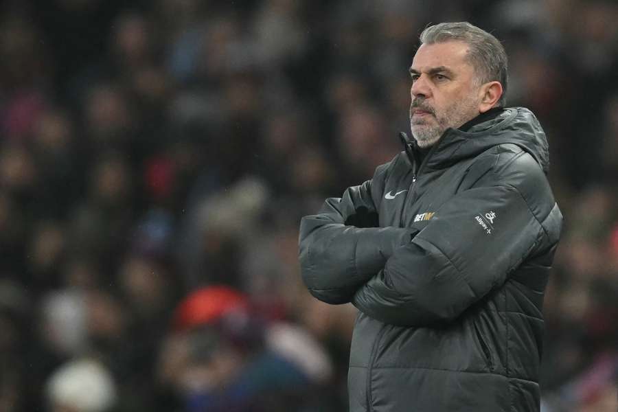 Ange Postecoglou looks on during Tottenham's FA Cup match at Aston Villa