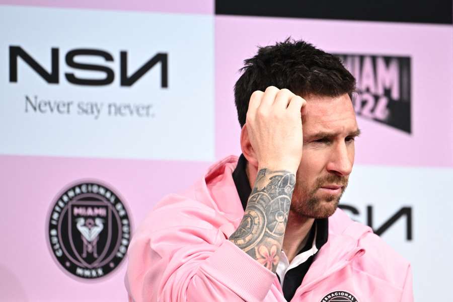 Messi durante coletiva de imprensa do Inter Miami pela turnê internacional 