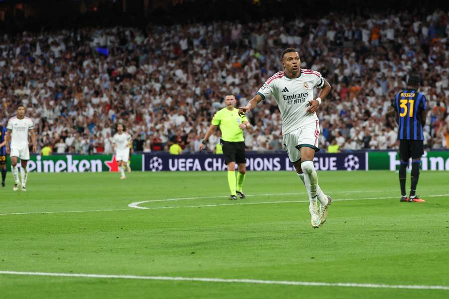 Mbappé celebra contra el Inter Mbappé celebra contra el Inter