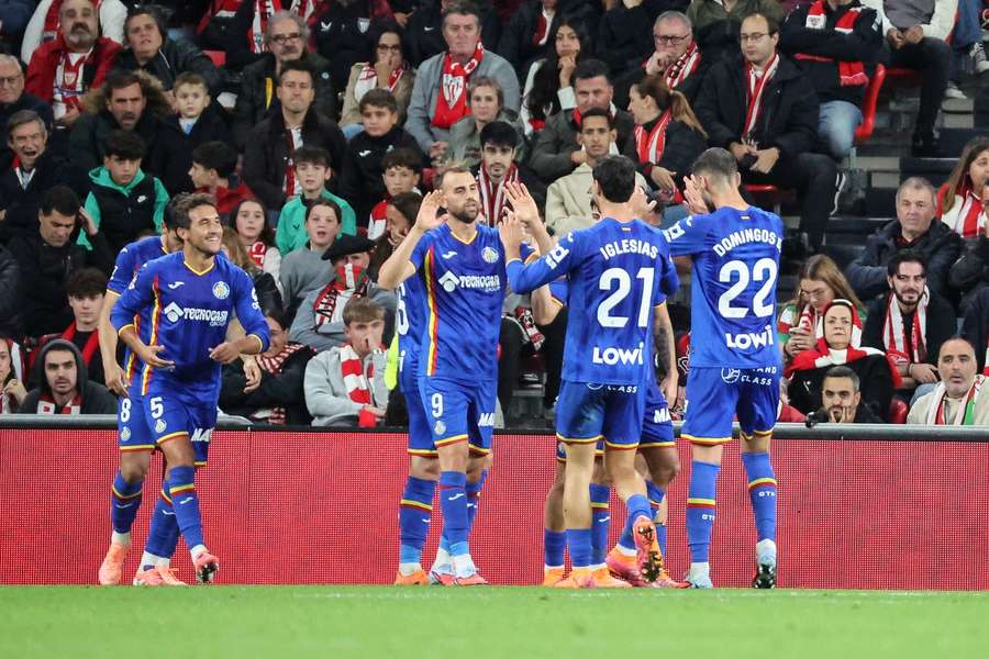 Borja Mayoral celebrates his goal with teammates Borja Mayoral celebrates his goal with teammates