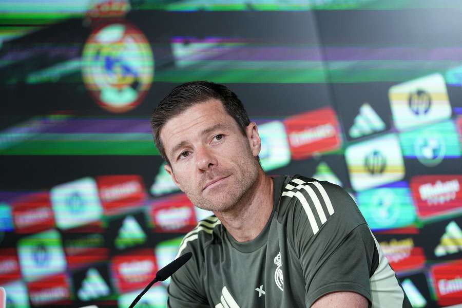 Xabi Alonso speaks during a press conference