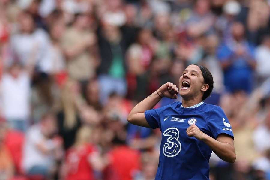 Sam Kerr celebrates