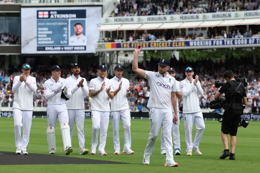 Atkinson celebrates his seven-wicket haul