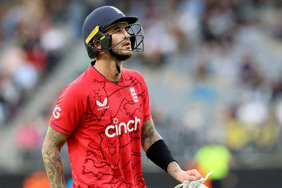 Hales leaves the field after his dismissal