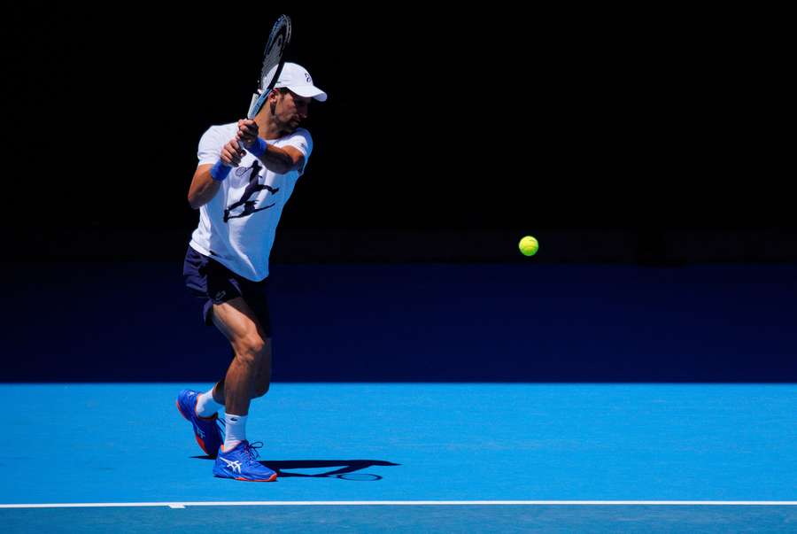 Novak Djokovic during a practice session