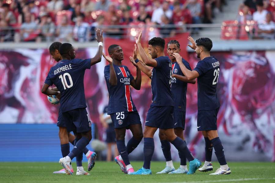 Les Parisiens lors du match amical face à Leipzig.