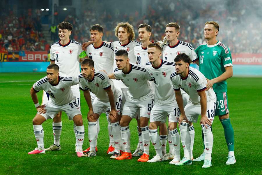 Česká reprezentace před zápasem ve Španělsku.