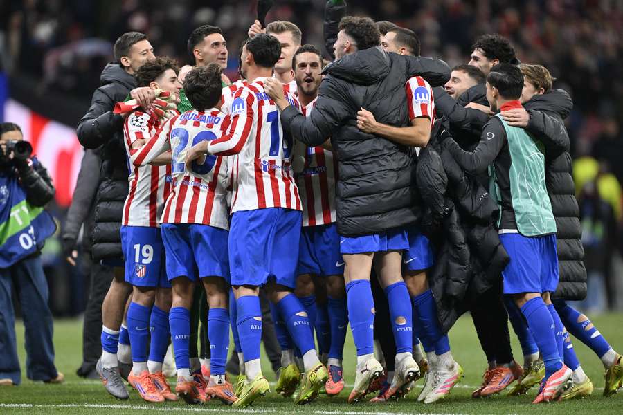 L'Atlético de Madrid célébrant une victoire.