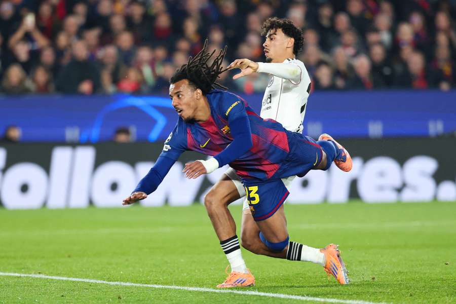 Koundé, en el momento de marcar el primer gol del Barça Koundé, en el momento de marcar el primer gol del Barça