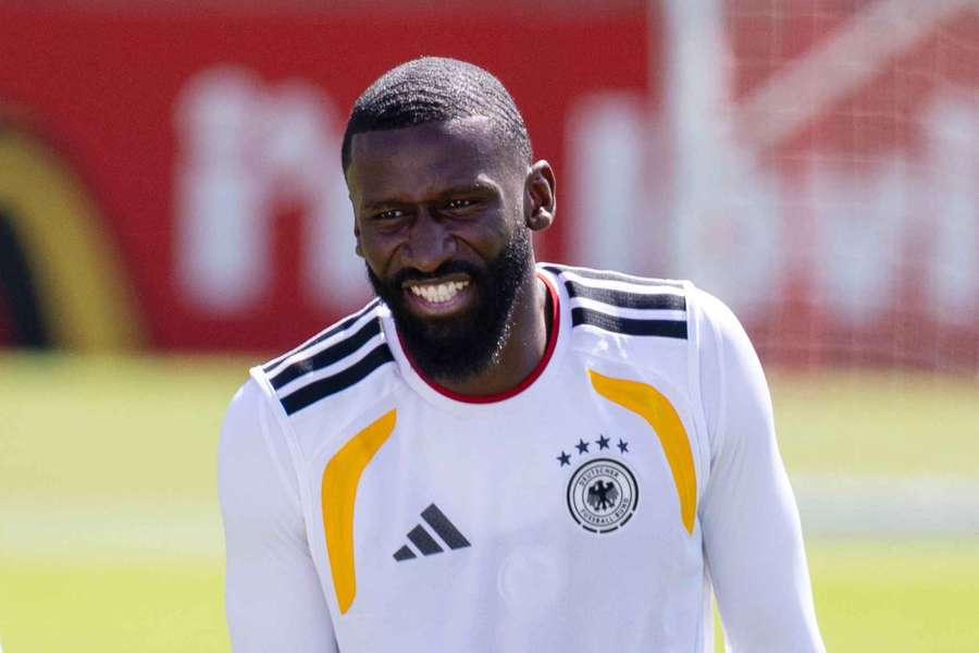 Antonio Rudiger at a Germany training session this week.