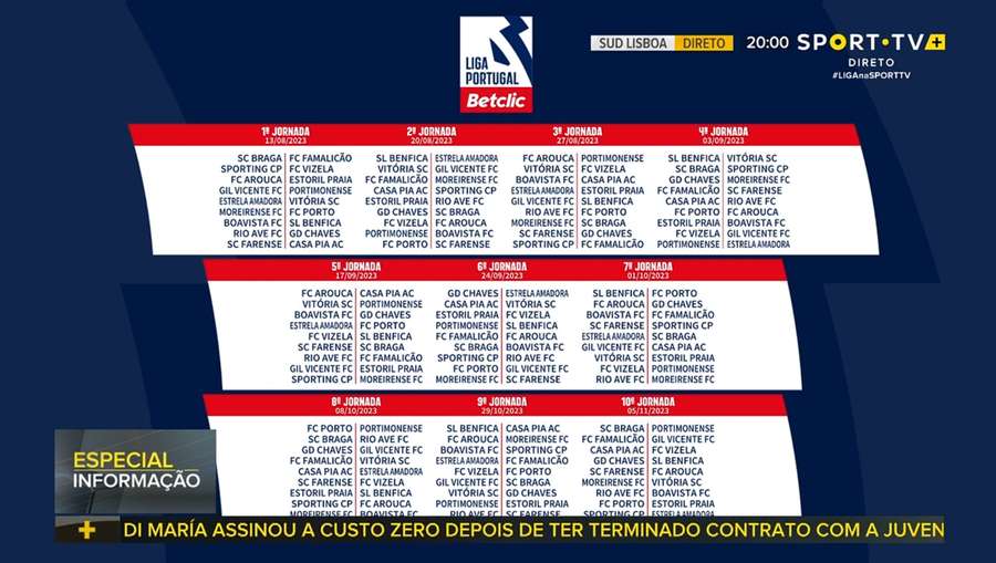 A equipa da 1ª Jornada da Liga 23/24