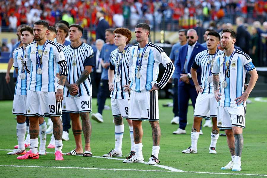 Argentina players after their 2026 FIFA World Cup final loss to Spain. Argentina players after their 2026 FIFA World Cup final loss to Spain.