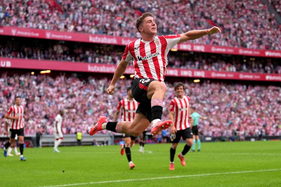 Mikel Jauregizar celebrates scoring his team's first goal