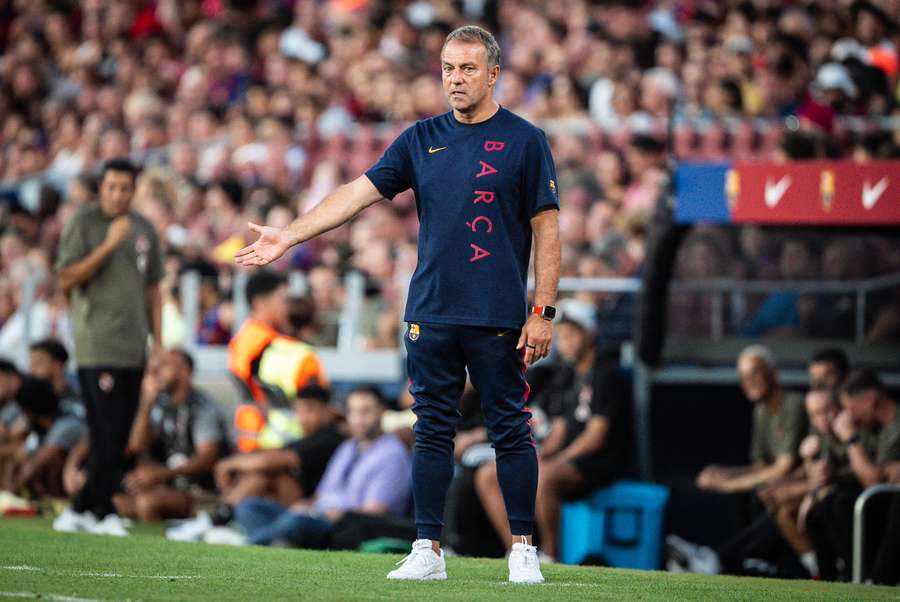 Hansi Flick on the touchline