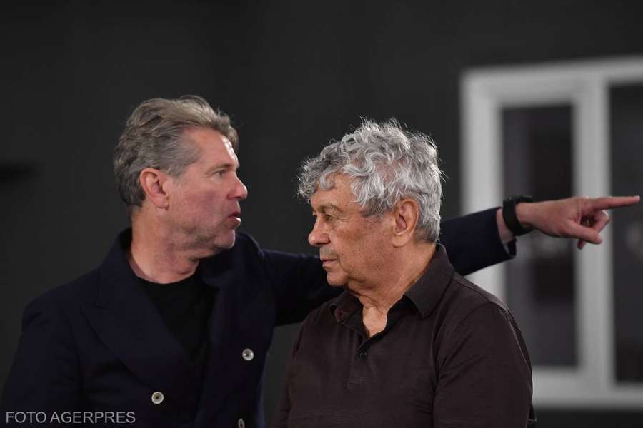 Mircea Lucescu și Florin Răducioiu, la deschiderea centrului Elite Skills Arena România, mai 2025