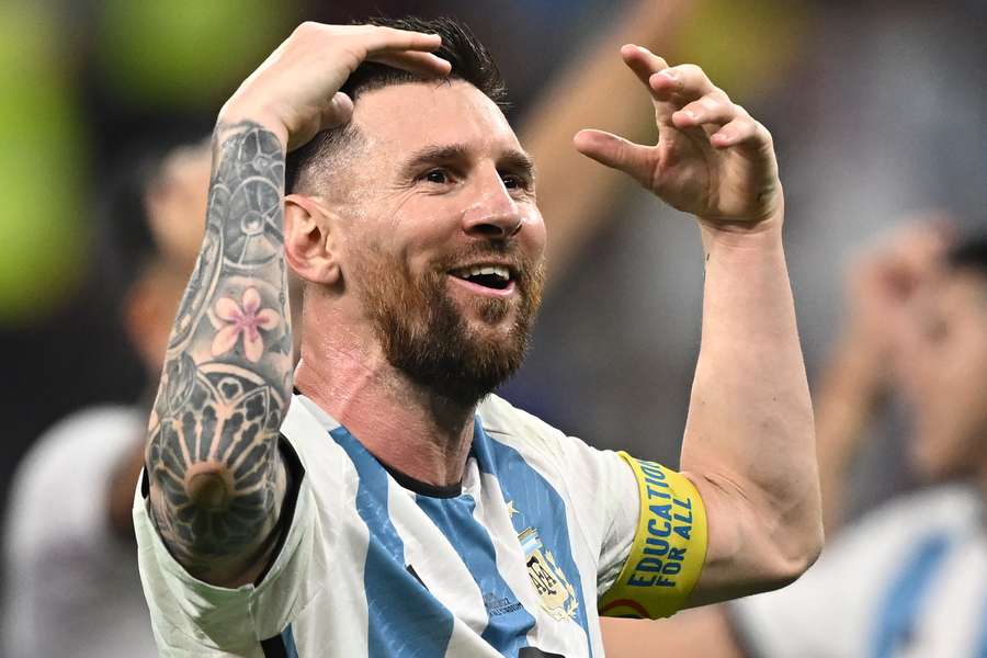 Messi celebra durante el Mundial de Catar.