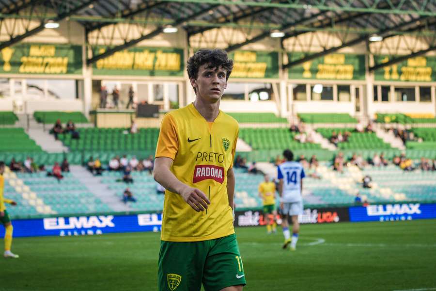 Fabian Bzdyl z MSK Żilina podczas meczu z MFK Zemplin Michalovce, 5 maja 2026 r. Fabian Bzdyl z MSK Żilina podczas meczu z MFK Zemplin Michalovce, 5 maja 2026 r.