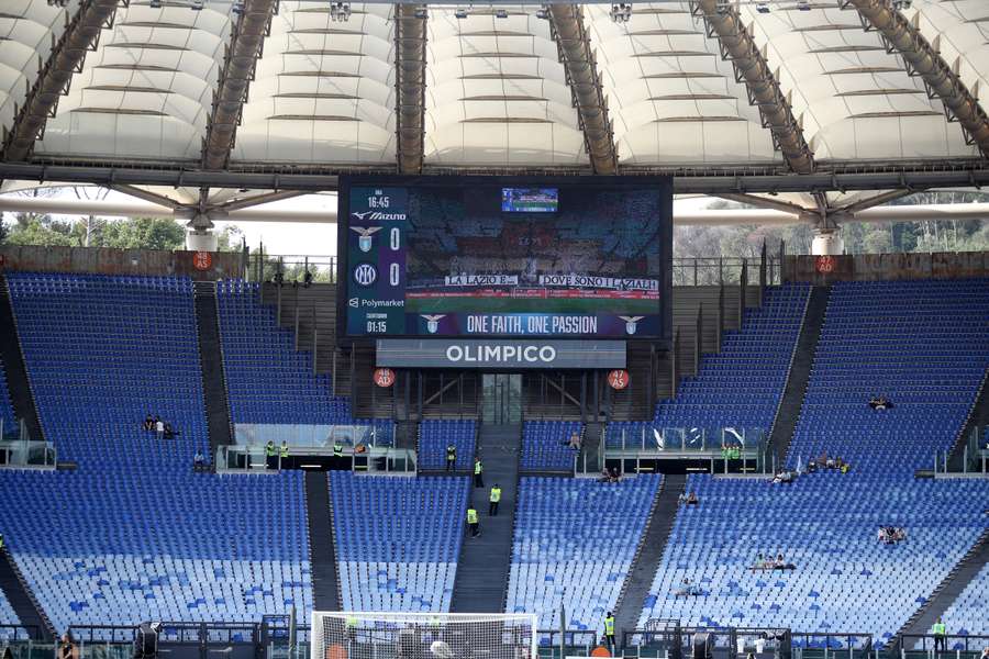 Lo Stadio Olimpico vuoto durante una partita della Lazio