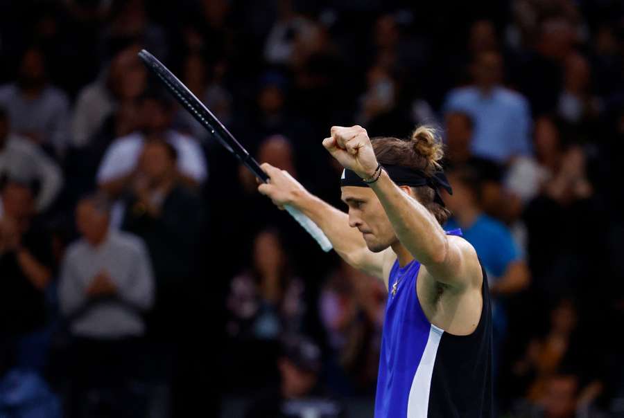 Zverev celebra su victoria en semifinales.