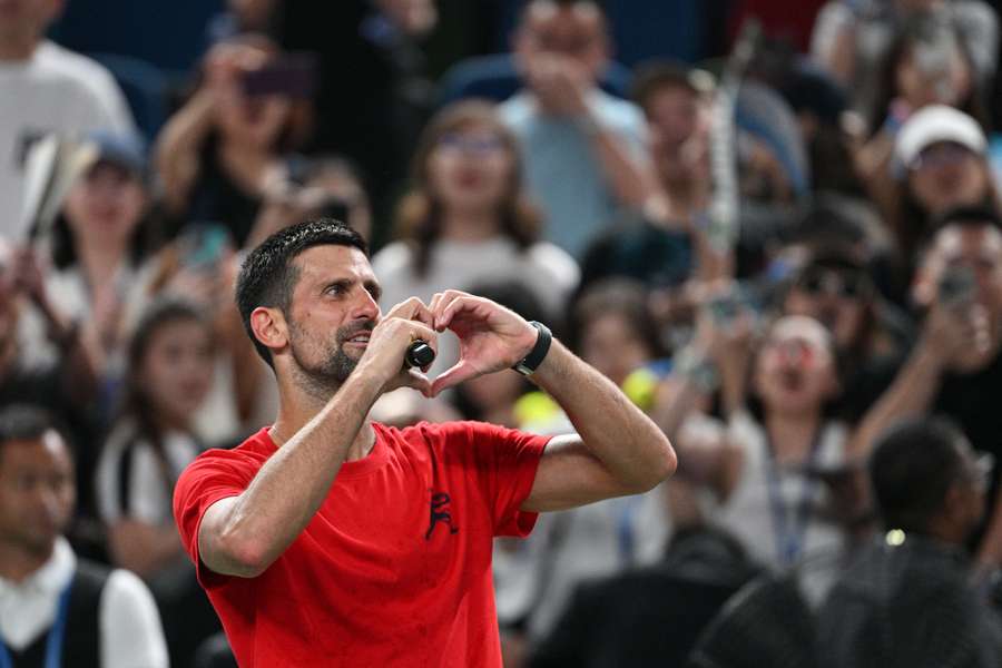 Novak Djokovic celebrates victory