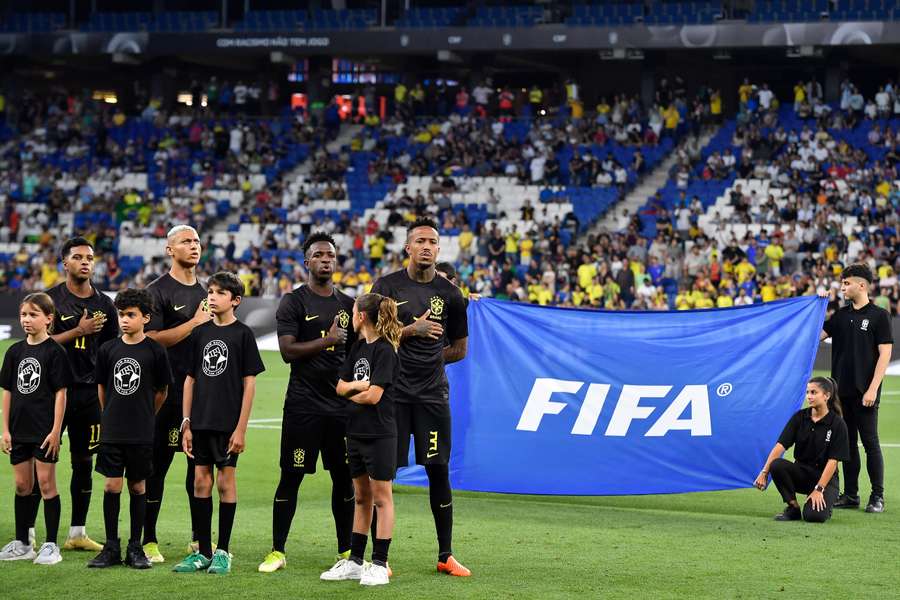 Rodrygo, Richarlison and Vinicius in the black kit