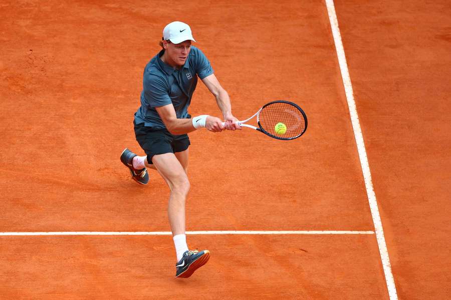 Jannik Sinner in action on the clay
