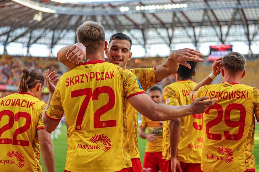 Jagiellonia celebrate a goal Jagiellonia celebrate a goal