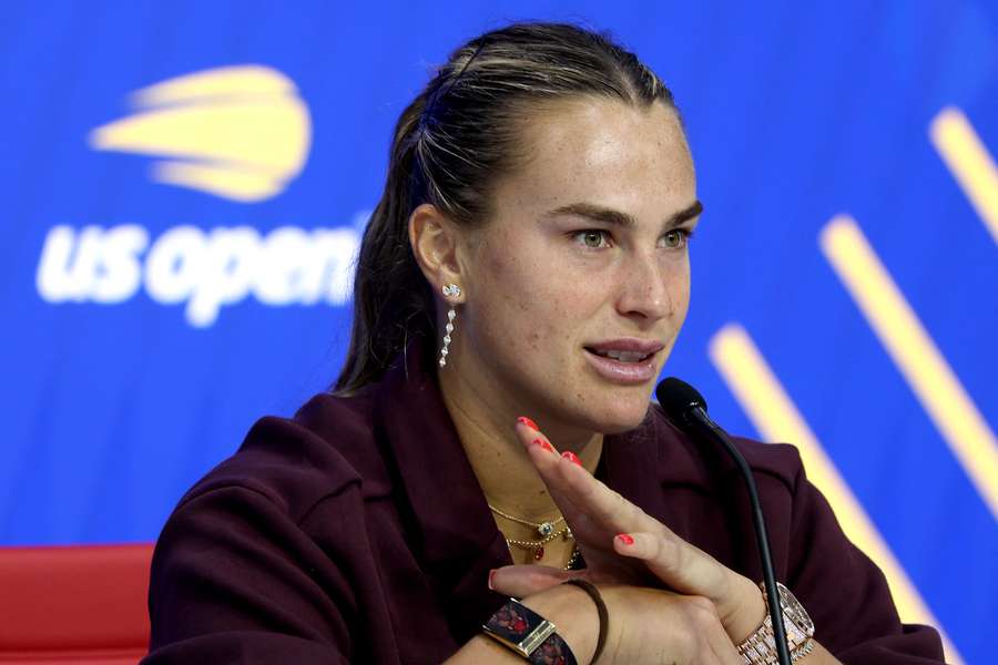 Sabaelnka speaking to the media ahead of first round match