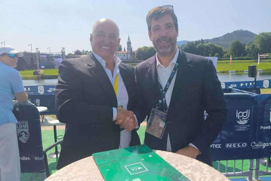 Ricardo Machado, à direita, é o presidente da Federação Portuguesa de Canoagem