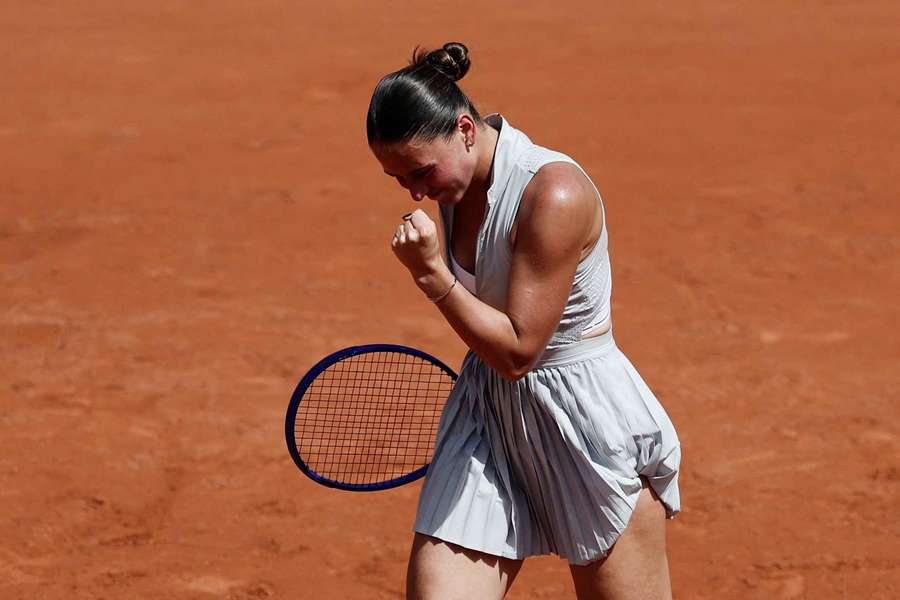 Marta Kostyuk reacts during her first-round match against Oksana Selekhmeteva Marta Kostyuk reacts during her first-round match against Oksana Selekhmeteva