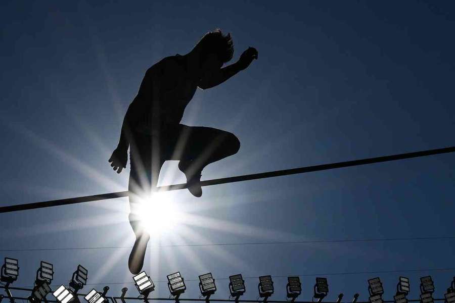 France's Thibaut Collet competes in the men's pole vault qualification on a hot morning in Budapest