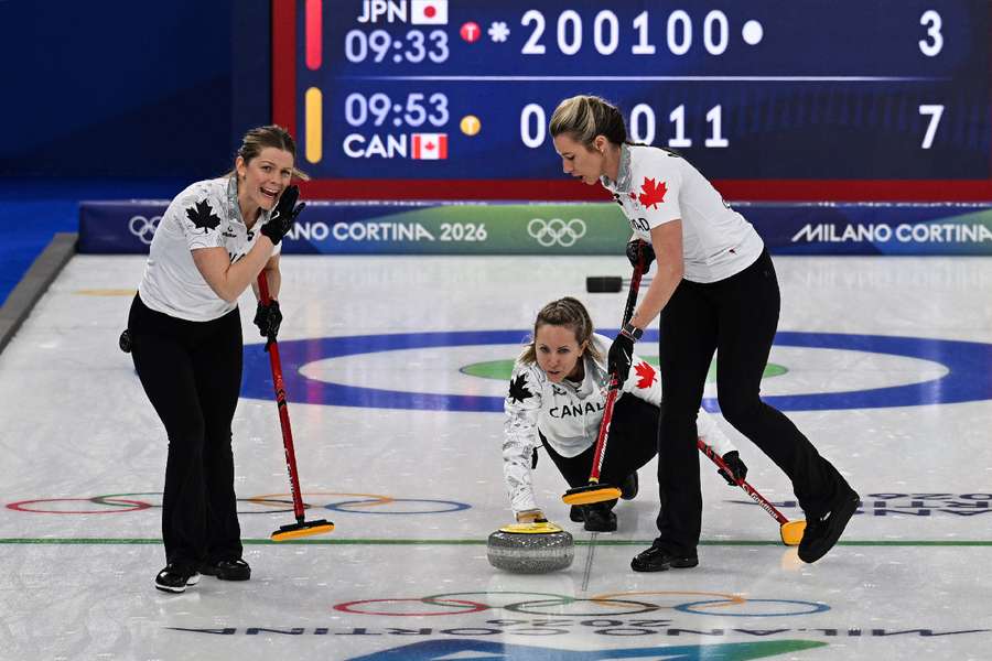 Canada women in Curling action Canada women in Curling action