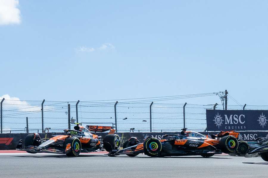 Lando Norris and Oscar Piastri come together during the United States Grand Prix weekend.