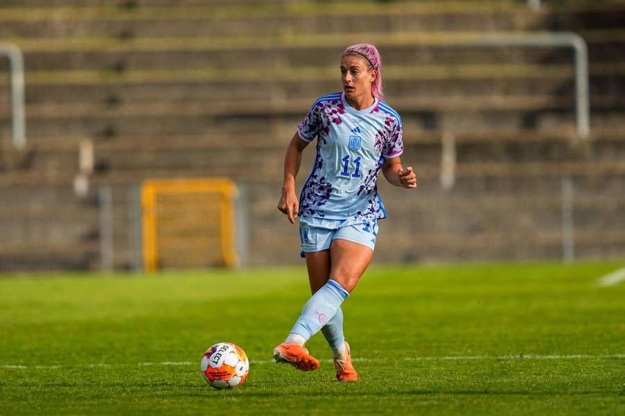 Spain's Alexia Putellas in action during a friendly match against Denmark