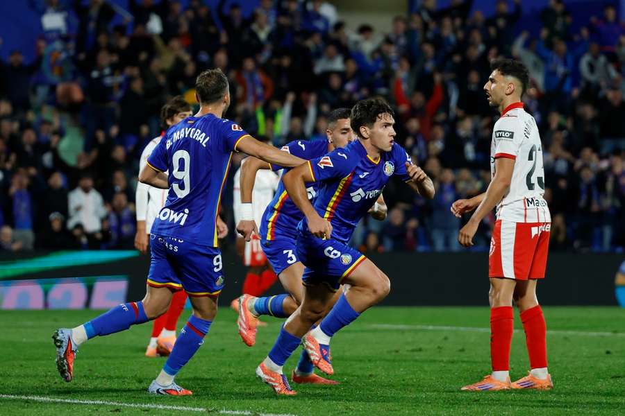 Getafe's Mario Martin celebrates Getafe's Mario Martin celebrates
